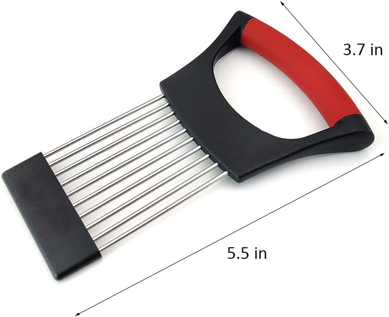 AZOFIA Onion Holder for Slicing, Lemon Slicer Cutter, Food Vegetable Chopper Assistant Tool for Meat, Potato and Tomato (Red, 1PCS) - Image 3
